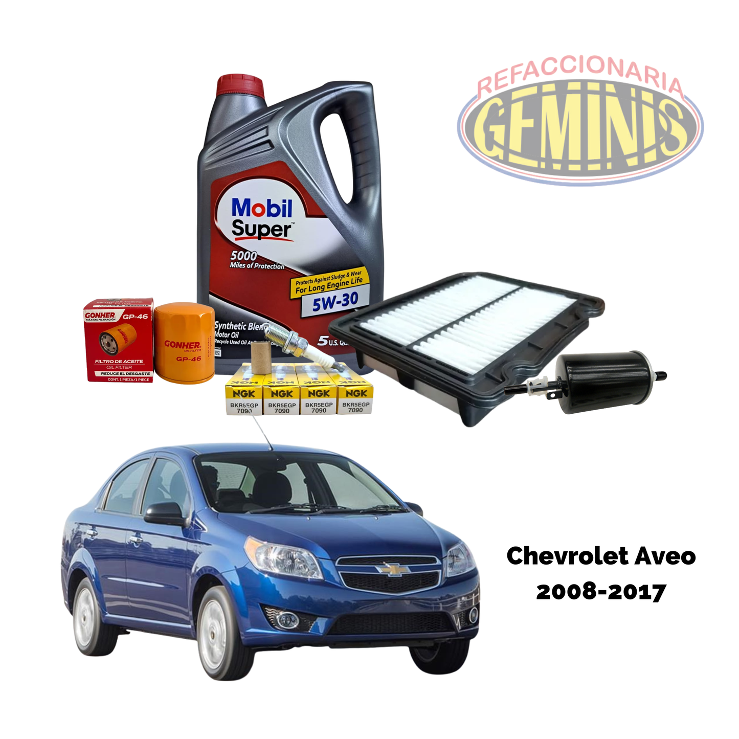 KIT AFINACION CHEVROLET AVEO 2008-2017 (ACEITE 5W30)