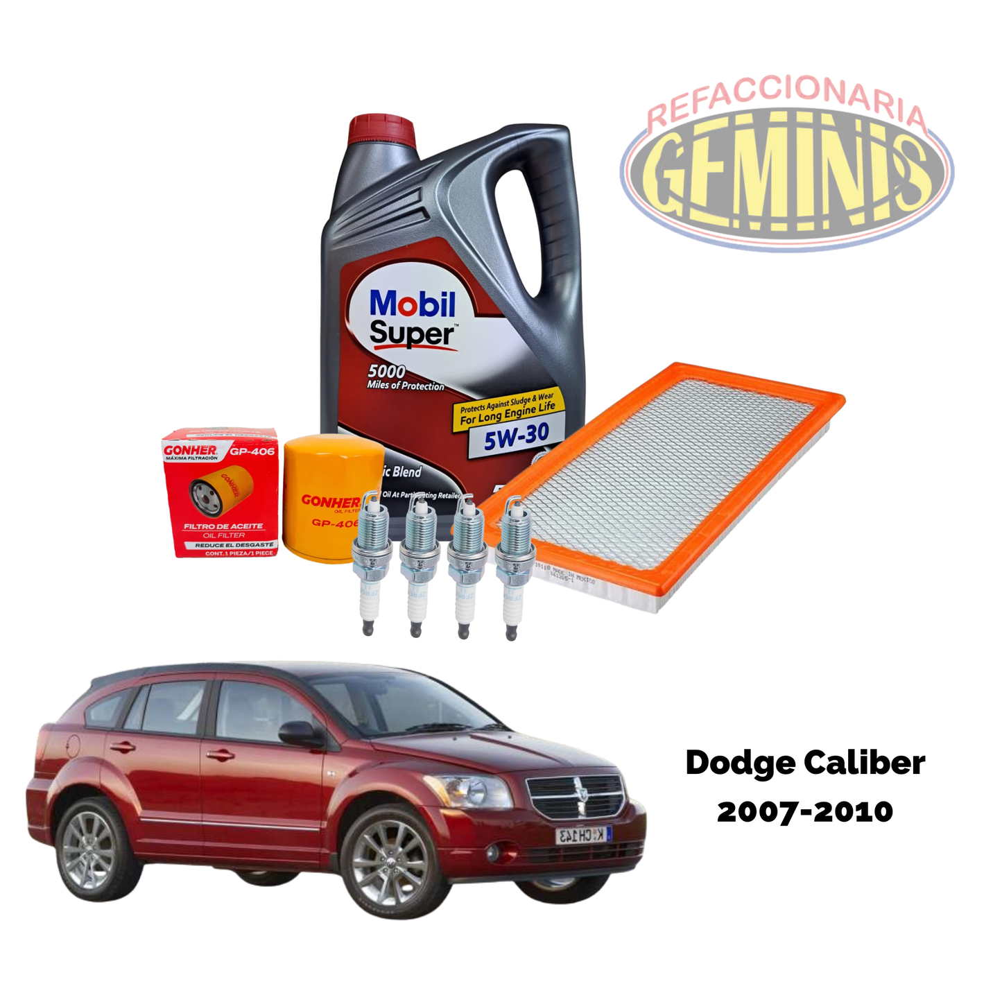 KIT AFINACION DODGE CALIBER 2007-2010 (ACEITE 5W30 MOBIL)