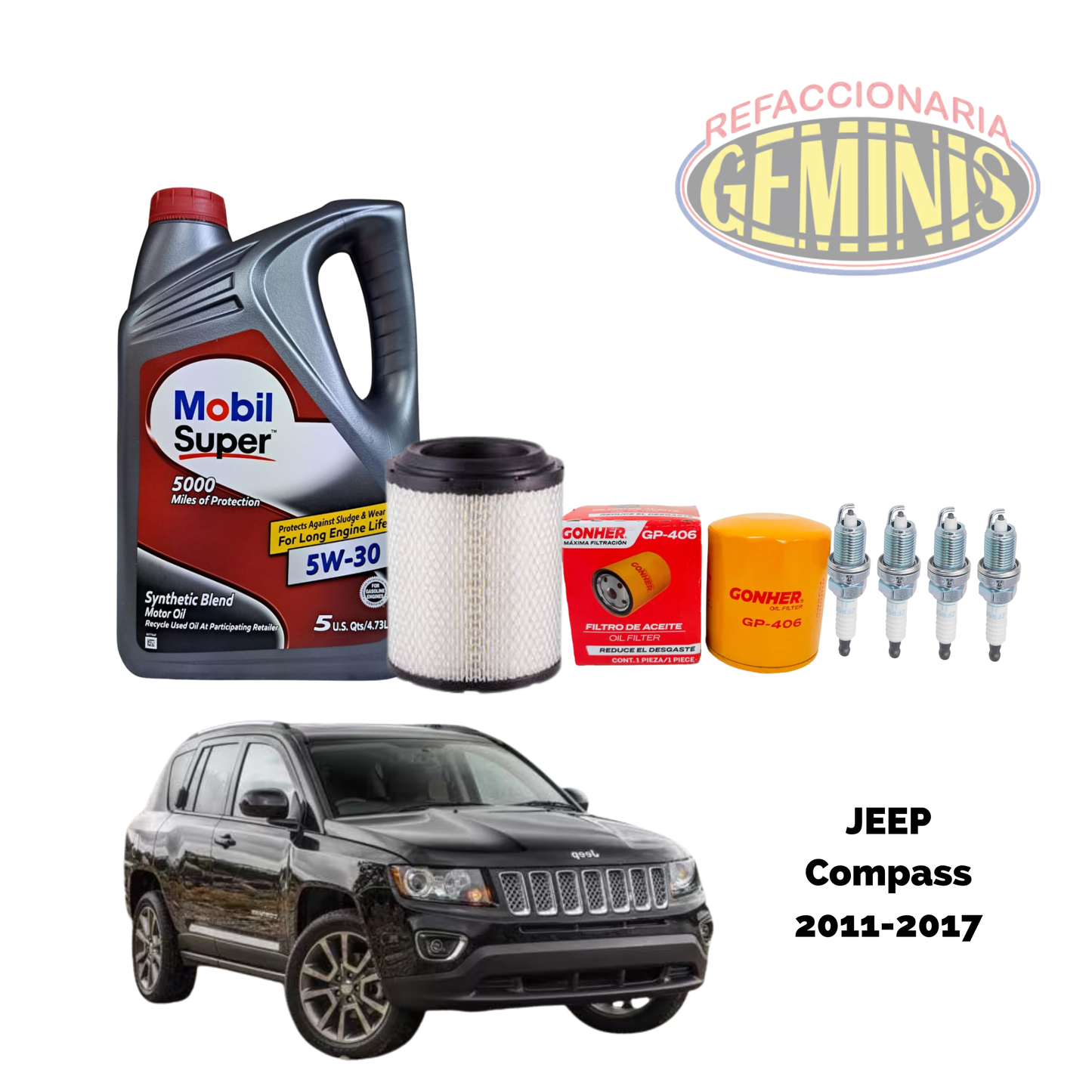 KIT AFINACION JEEP COMPASS 2011-2017 (ACEITE 5W30 MOBIL)