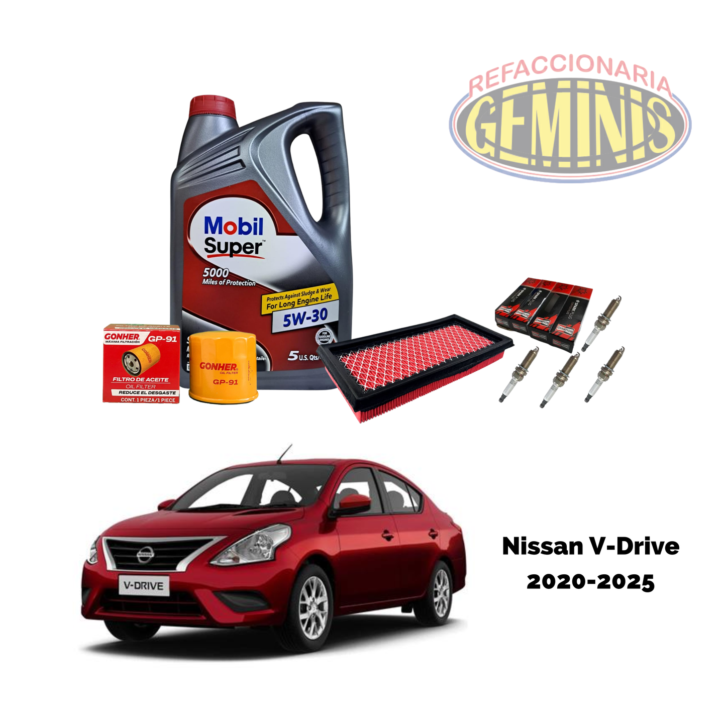 KIT AFINACION NISSAN V-DRIVE 2020-2025 (ACEITE 5W30 MOBIL)