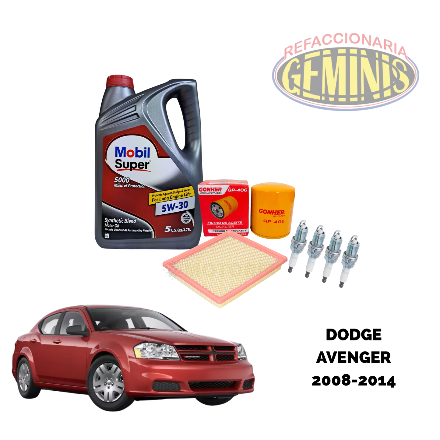 KIT AFINACION DODGE AVENGER 2008-2014  (ACEITE 5W30 MOBIL)