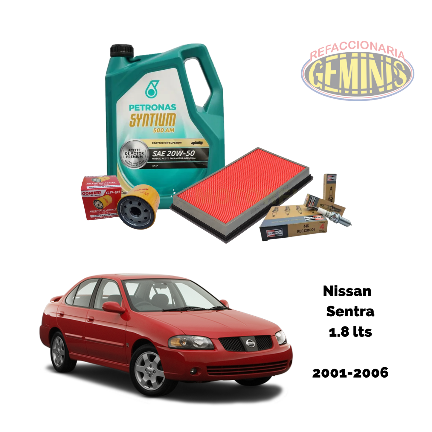 KIT AFINACION NISSAN SENTRA 01-06 1.8 LTS (PETRONAS 20W50)